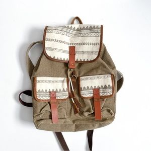 JOYN Canvas Leather Backpack with Drawstring